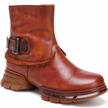 

New HOT Arrival Riding Boots Square Med Heel Fur Platform Winter Boots Women Motorcycle Boots Work boots