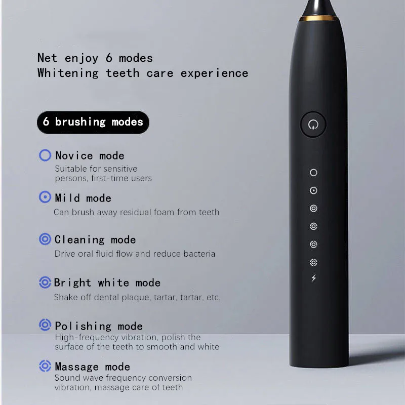 Sonic Electric Toothbrush Adult Child Automatic Tooth Brush Waterproof USB Rechargeable 6 Mode Dental Smart Whitening Best Gift Sonic Electric Toothbrush Adult Child Automatic Tooth Brush Waterproof USB Rechargeable 6 Mode Dental Smart Whitening Best Gift