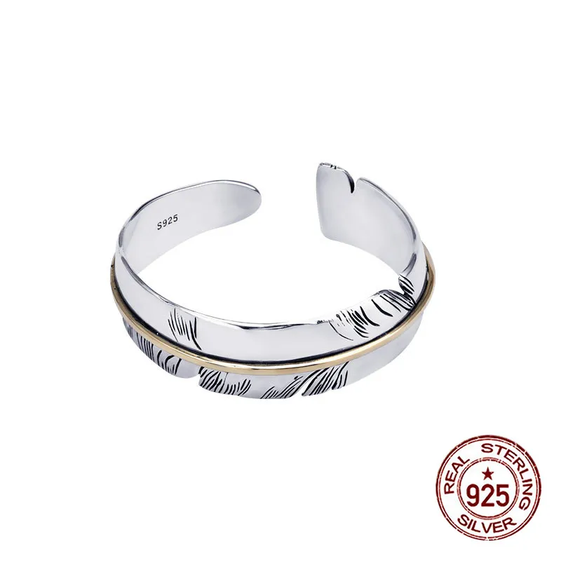 

925 sterling silver bracelet personality fashion classic Indian style high-end feather domineering style to send gifts for lover