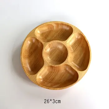 

Five Grids Wooden Plate Fruit Dessert Snack Candy Tray Dining Bar Tableware