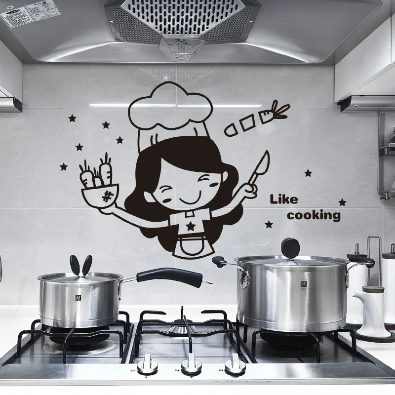

2Pcs Cartoon Chef Kitchen Restaurant Wall Stickers Removable Waterproof Refrigerator Stickers