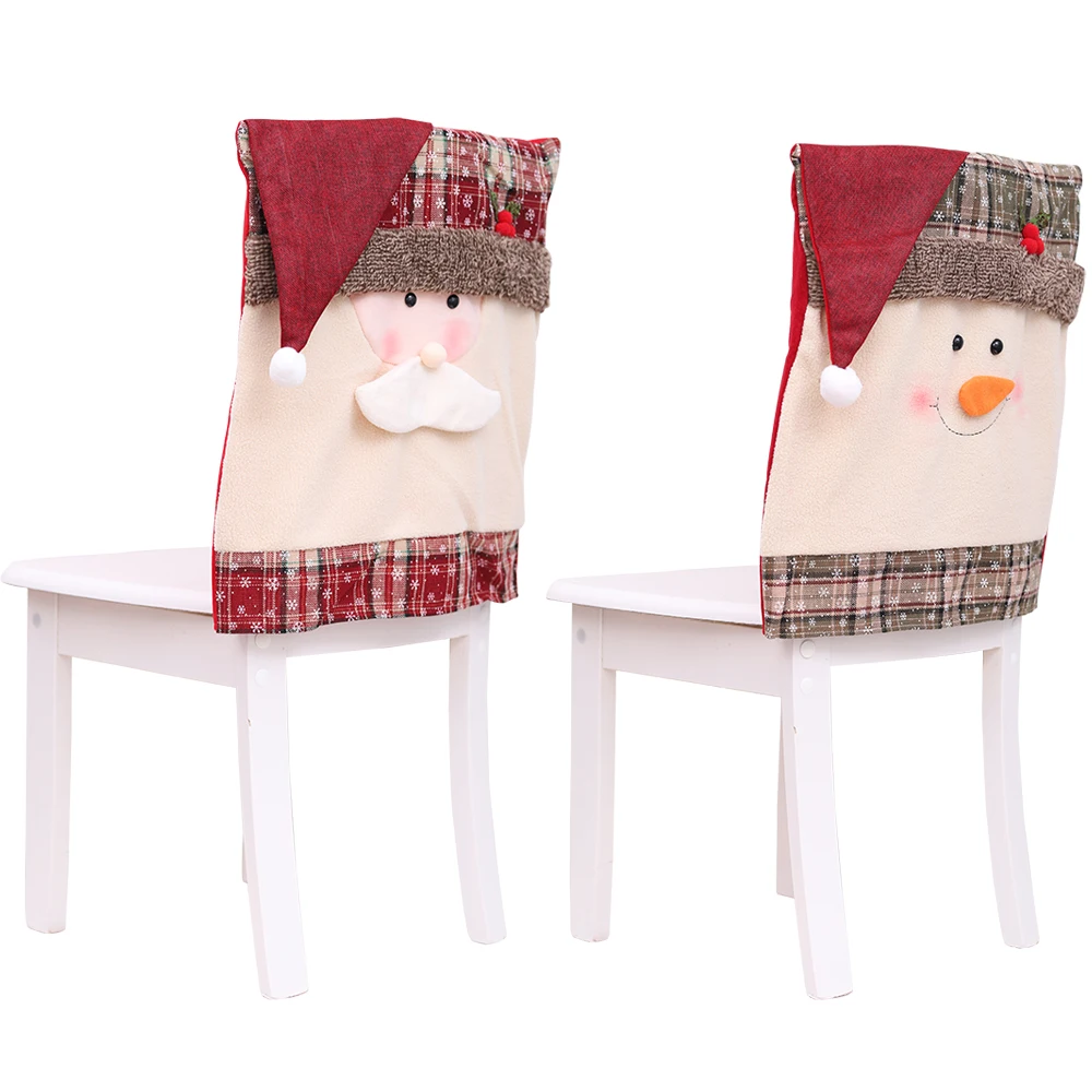 Рождественские чехлы на стулья, шапка Санта-Клауса, рождественские вечерние чехлы на стулья, вечерние новогодние принадлежности