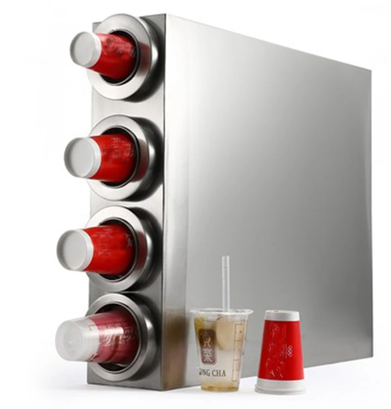 

Paper Cup Dispenser Stainless Steel Plastic Cup Holder With 4 Holes for Coffee/ Cola Cup Remover