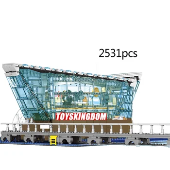 

Hot city street view Singapore luxury brand flagship store building block with light figures assemble bricks toys collection