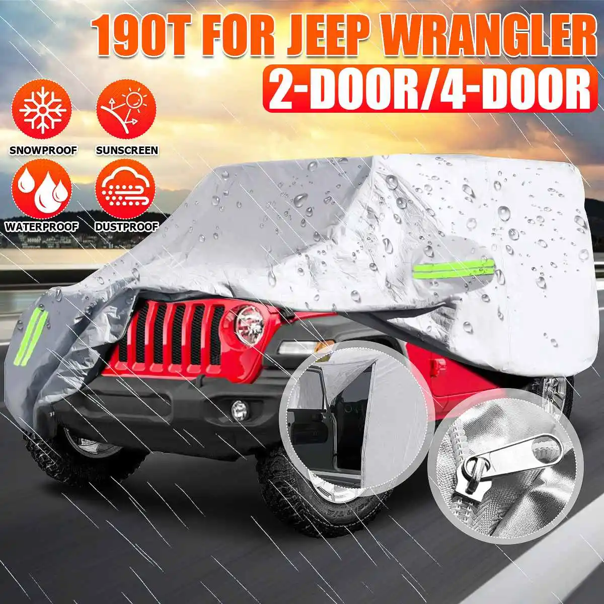 Автомобильный чехол 190T для JEEP Wrangler 2 двери/4 двери водонепроницаемый