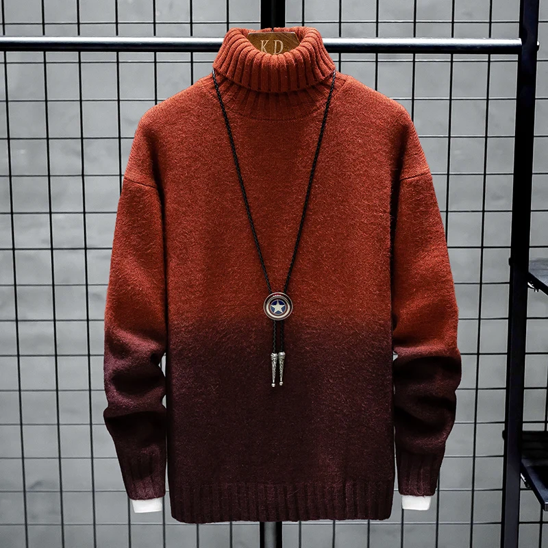 

Turtleneck Cashmere Men's Sweater New Winter Patchwork Slim Fit Knittwear Top Quality Mens Thick Warm Sweaters And Pullover Men