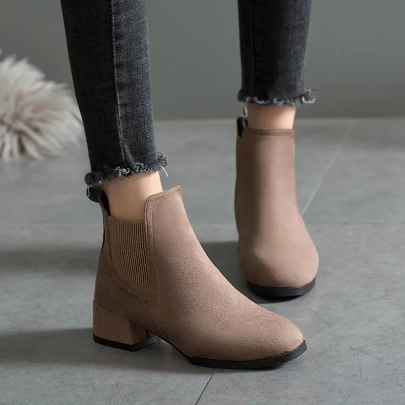 Zapatos informales sin cordones para Mujer, Botas sólidas a la moda, botines  de invierno, 2022|Botas hasta el tobillo| - AliExpress