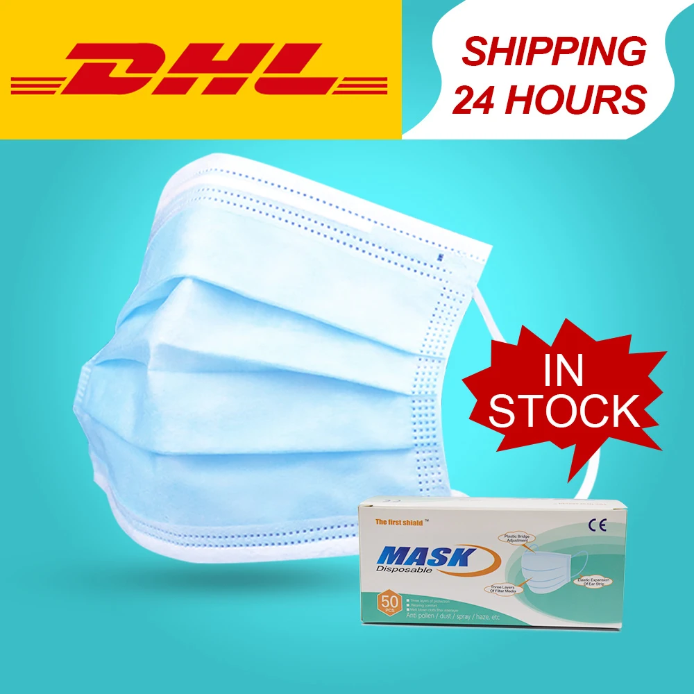 

DHL 150pcs Face Mask Anti-Pollution 3 Ply Protection Face Mask Mouth Masks Disposable Nonwoven Mask