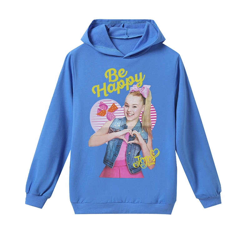 JOJO Siwa/весенне-осенние детские толстовки с капюшоном; футболка с длинными рукавами и рисунком; топы для девочек; одежда для подростков; детская повседневная одежда