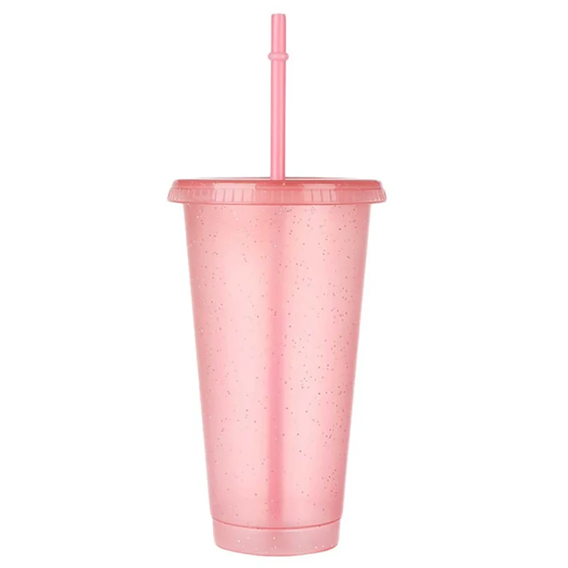 710ML Flash Powder Water Bottle For Girls Reusable Straw Water Cup Summer Cold Drinking Bottle Juice Cup Tumbler With Straw Gift glass drinking glasses Drinkware