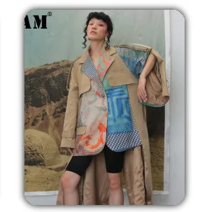 [EAM] Women Black Pattern Printed Long Spaghetti Strap Dress New Sleeveless Loose Fit Fashion Tide Spring Summer 2020 1DA358