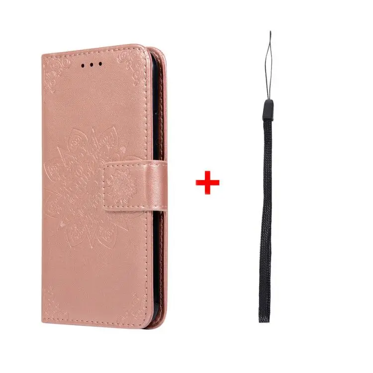 Rose Gold Чехол-бумажник с объемным цветочным рисунком для Iphone 11, 7, 6 S, 8 PLUS, чехол с откидной крышкой для мобильного телефона, сумка для IPHONE 11 PRO, XR, XS, MAX, кожаный чехол-книжка на море - Цвет: Rose Gold