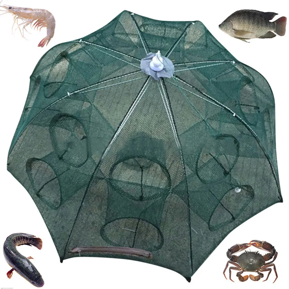 Folded Fishing Trap Net 4/6/8/10/12/16/20 Hole Automatic Nets Shrimp Minnow Crab Baits Cast Mesh Fishnet | Спорт и развлечения