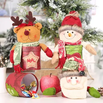 

1PC Christmas Child Kids Christmas Candy Jar Santa Claus Snowman Elk Pattern Storage Box Ornaments for Kids Christmas Box Gift