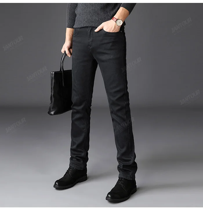 cargo jeans High quality 2022 New Men's Stretch-fit Jeans Business Casual Classic Style Fashion Denim Trousers Male Black Blue Gray Pants cowboy jeans