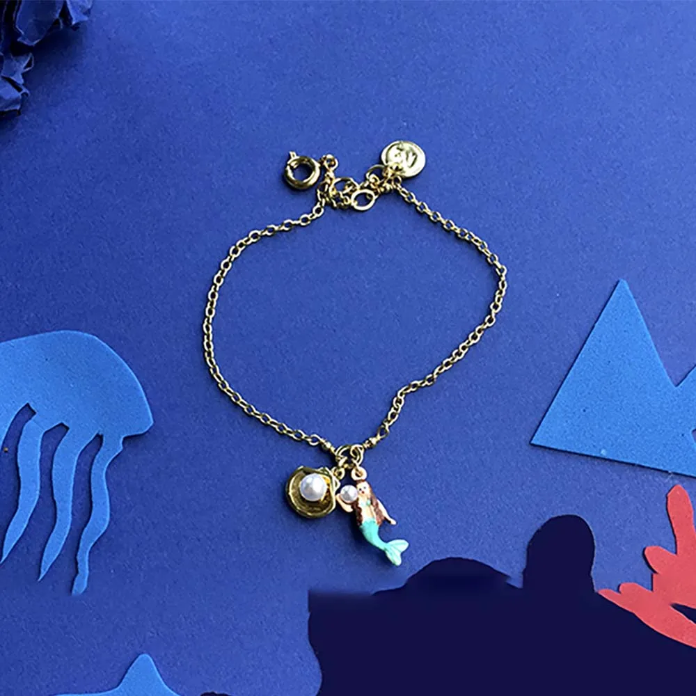 

B04-020 Mermaid Pearl Shell Bracelet French Les Nereides* N2 Enamel Pendant Bracelets & bangles