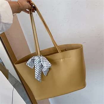 

Elegant Female Ribbon Bow Tote Bag 2020 New High Quality PU Leather Women Designer Handbag Large Capacity Ladies Shoulder Bags