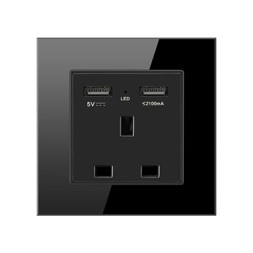 86 UK socket USB Тип 86 бытовой выключатель розетка любая точка черное зеркало стекло светодиодный 1 2 3 4 банды 1Way 2Way настенный выключатель розетка панель ЕС USB разъем - Цвет: 86 UK socket USB