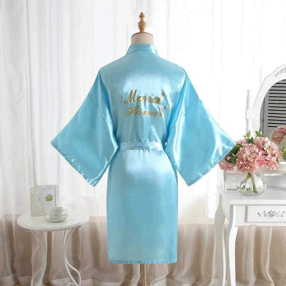 Свободное мягкое свадебное платье подружки невесты мини-Пижама с v-образным вырезом короткий халат кимоно платье с поясом повседневные пижамы-Неглиже - Цвет: F Maid of Honor