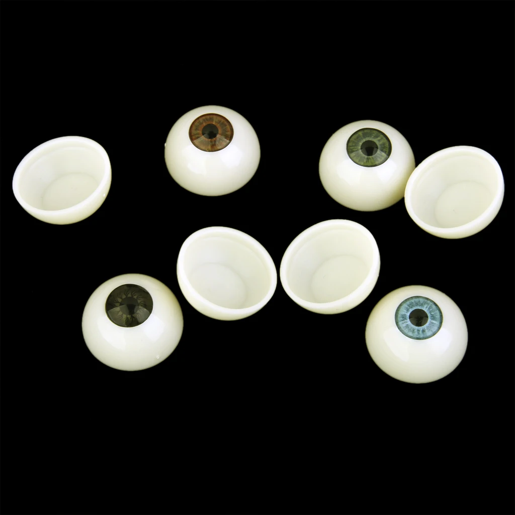 4 pairs Half Round Hollow Eyeballs 25mm for Doll Mask Skull Halloween Prop