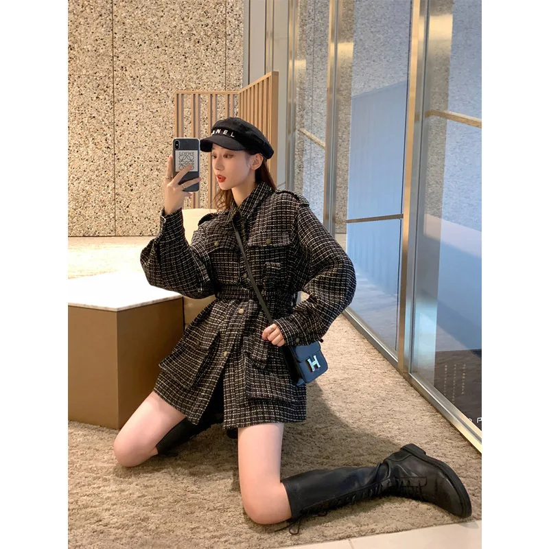 I Tops женский стиль ретро Hong wei inflooring NS Super Fire Sense of Design однобортный не основной плед Woole