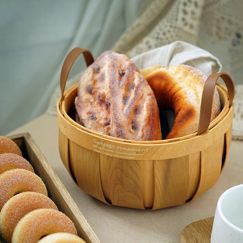 

Wood Bread Donuts Doughnut Display Basket for Baking Bread Shop Decoration Christmas Candy Storage Basket Decoration Tableware