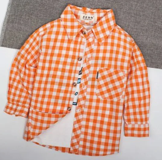 Only shirt Лидер продаж, рубашки для маленьких мальчиков коллекция года, модные хлопковые топы для мальчиков и девочек, одежда на весну-осень, Клетчатая блузка рубашка для детей, От 1 до 10 лет - Цвет: Only shirt