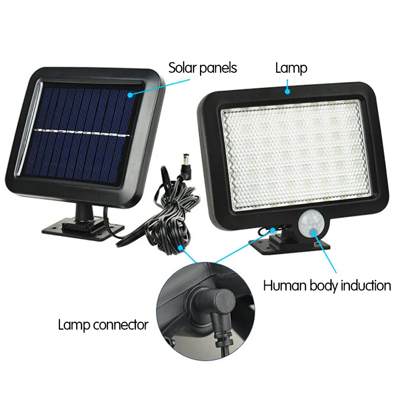 56 светодиодный светильник на солнечной батарее с ИК датчиком движения и панелью