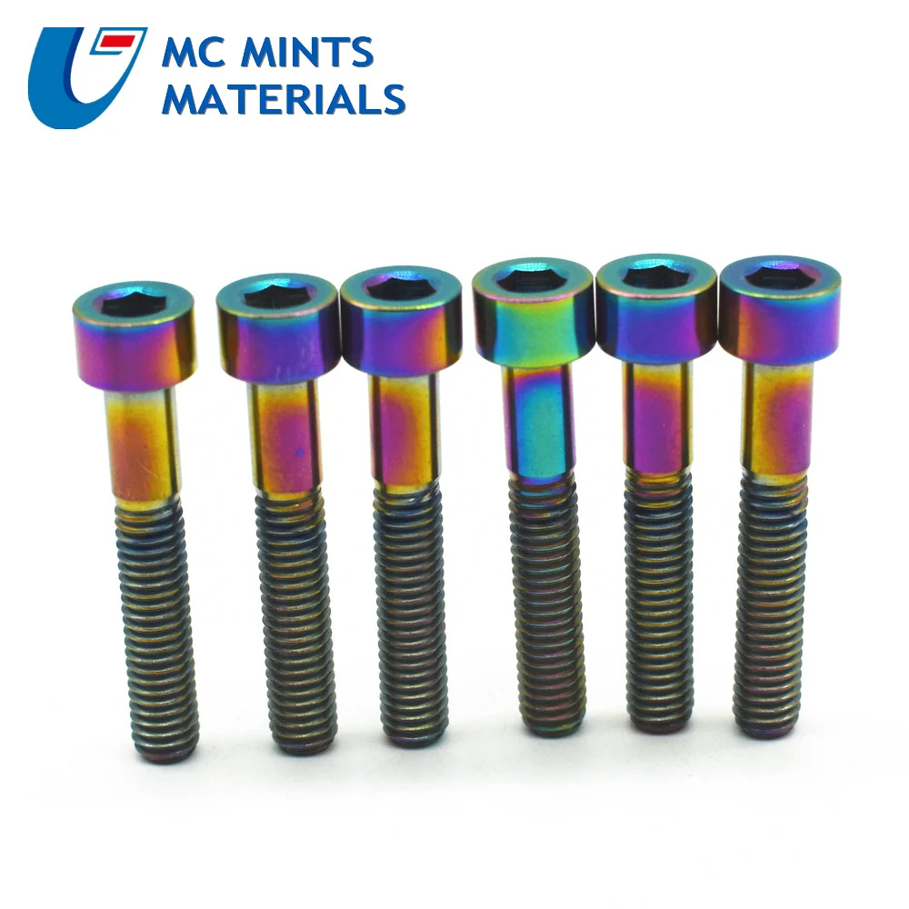 Titanium Bolts M6X35mm 30mm  column Head Rainbow color   (3)