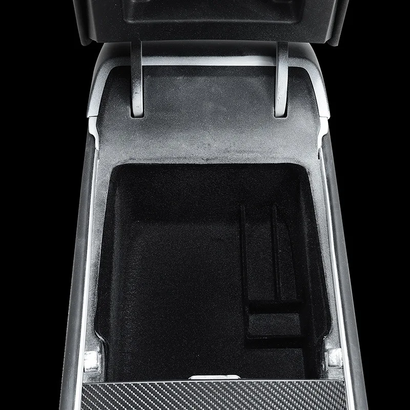 New for Tesla Model 3 Y 2021 Car Armrest Box Storage Organizer Containers Center Console Flocking Storage Box Console Holder