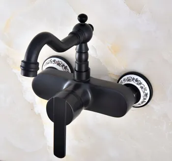 

Black Oil Rubbed Bronze Bathroom Kitchen Sink Faucet Mixer Tap Swivel Spout Wall Mounted Single Handle mnf843