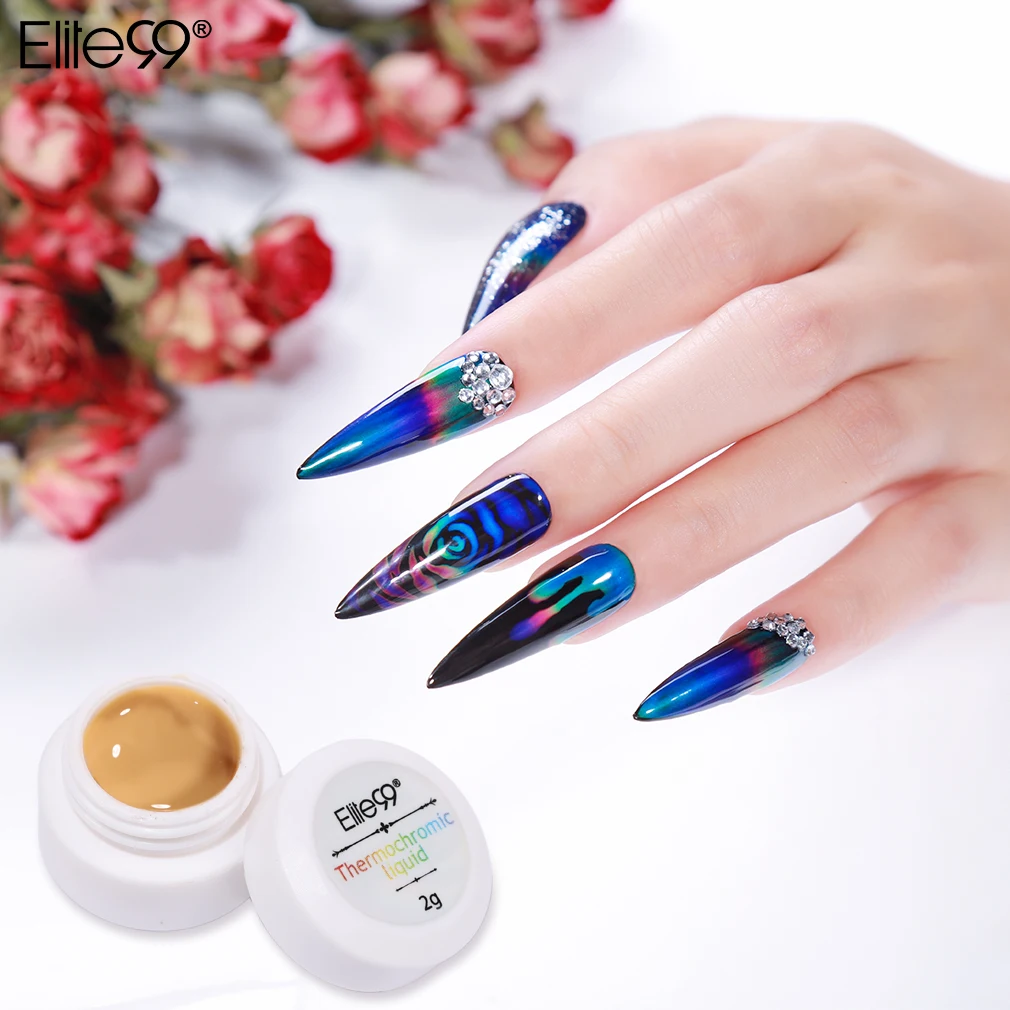  Elite99 Thermochromic Liquid Crystal Mood Color-changin Gel Polish Nail Art Changing Gel Paint Blac