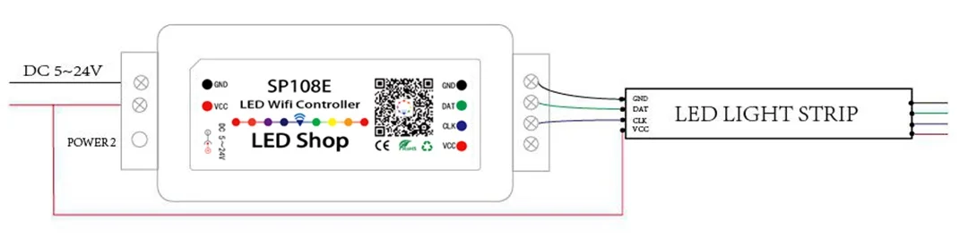 Контроллер приложения Wi-Fi SP108E обычно используется в WS2812BWS2811SK6812 DMX512 Светодиодная лента Пиксельная лампа RGB/RGBW DC5V-24V