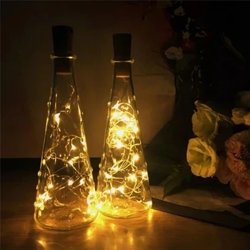 

2M 20 LEDS Wine Bottle Lights With Cork Built In Battery LED Cork Shape Silver Copper Wire Colorful Fairy Mini String Lights