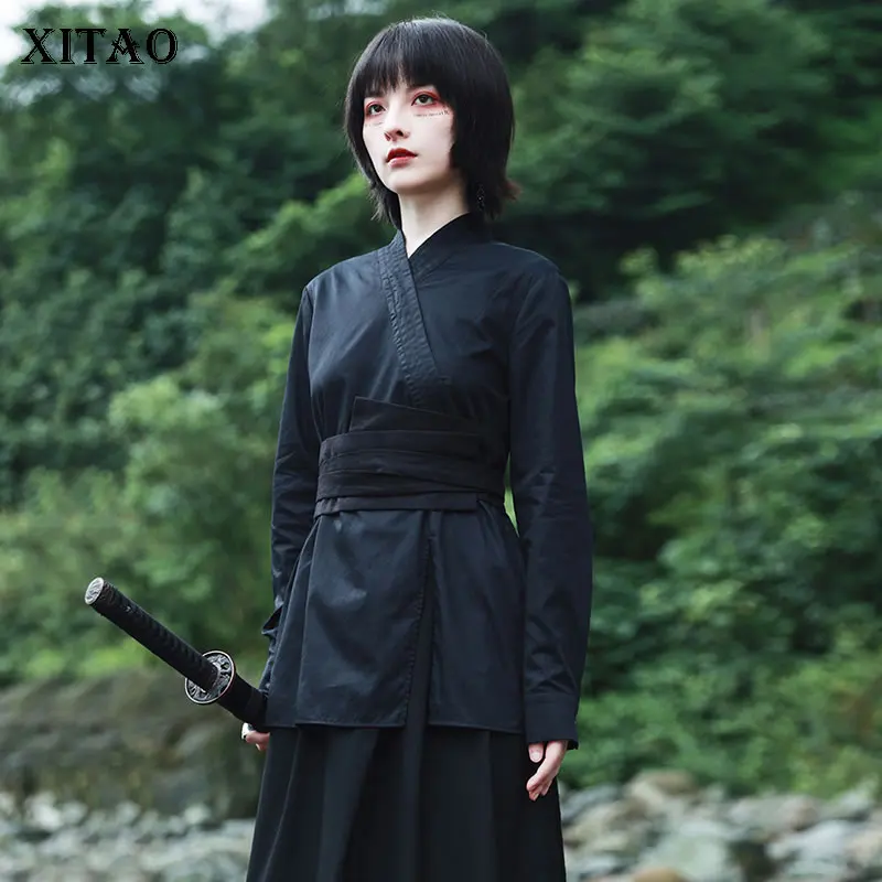 XITAO Vintage Solid Shirt Women 2020 Autumn Casual