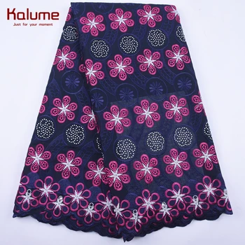 

Kalume Fashion African Swiss Cotton Lace Fabric With Stones Swiss Voile Lace Fabric For Nigerian Party Dress Coton Laces 2073