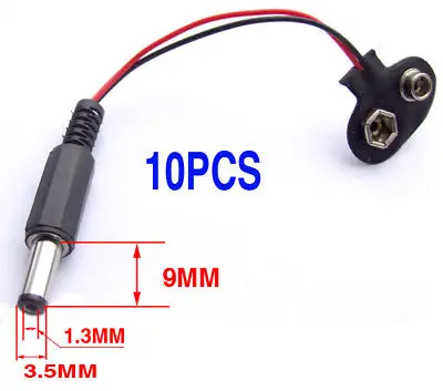 

DHL/EMS 200PC 9V Battery Button TO 3.5 1.3mm DC Power Plug Cable-A8