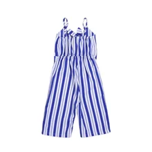 Модный комбинезон; Штаны для маленьких девочек; одежда в полоску; комбинезон на бретельках без рукавов с принтом; детские брюки