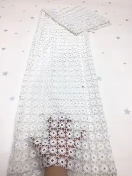 

Pure white skin friendly chemical lace classic look Nigeria Mesh lace for woman dress Magenta African cord lace Fabric