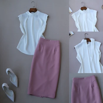 

Set Female 2020 Summer New Fashion Korean Sleeveless Chiffon Shirt High Waist Skirt Two-piece Temperament Was Thin Clothes set