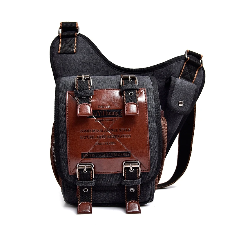 

Men's Retro Style Canvas Leather Saddle Bag Satchel Shoulder Bag Messenger Bag Travel Motorcycle Bags Vintage