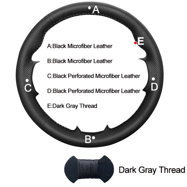 Автомобильная крышка рулевого колеса для Nissan Qashqai 2007-2013 Rogue 2008-2013 X-Trail 2008-2013 NV200 2010- Sentra 2007-2012 - Название цвета: Dark Gray Thread