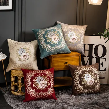 

Nordic Simple Floral Style Chenille Fabric Pillow Case Decorative Pillows Cover for Sofa Car