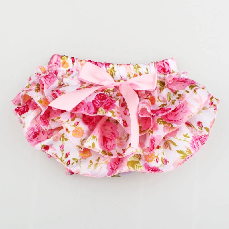 Lucky Child Baby Clothing Floral Silk Bow satin shorts ruffle diaper cover bloomer  baby girls satin panties bloomers (4)