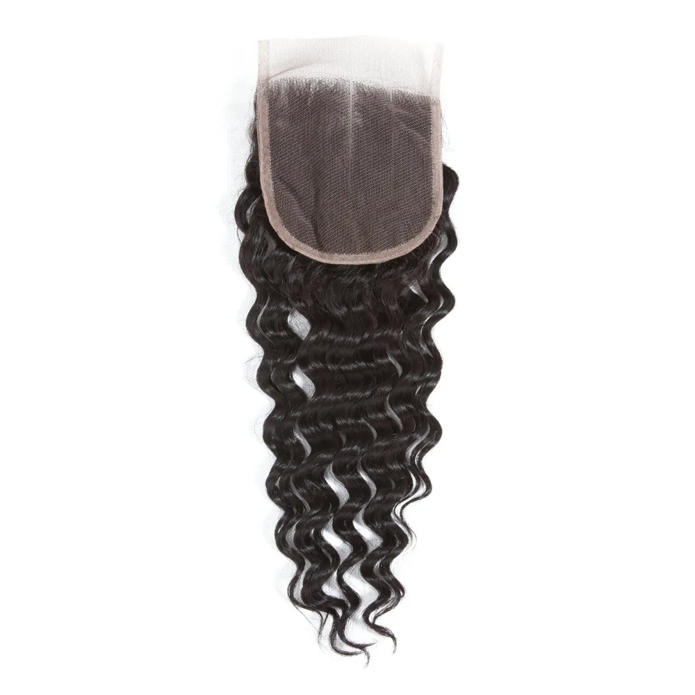 Queen Products малайзийские глубокие волнистые 3/4 пучков с кружевной застежкой Реми
