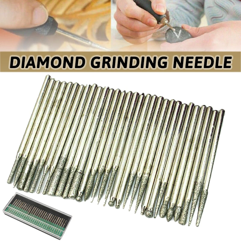

30PCS Diamond Burr Bit Set Rotary Multi Tool Accessories Multifunctional Drill Bit Carving Tool For Glass Stone Marble Ceramic