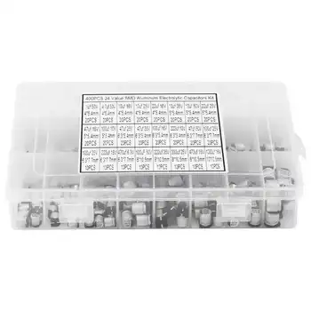 

400pcs Induction Heater 24 Values SMD Aluminum Electrolytic Capacitor Assorted Kit 1uF 1000uF Indutor