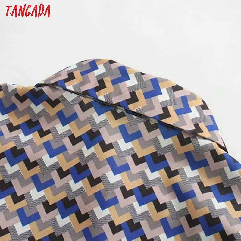 Tangada, модное женское платье-рубашка с волнистым принтом, с поясом, с длинным рукавом, для офиса, для девушек, для работы, миди платье, Vestidos 5Z102 Tangada, модное женское платье-рубашка с волнистым принтом, с поясом, с длинным рукавом, для офиса, для девушек, для работы, миди платье, Vestidos 5Z102