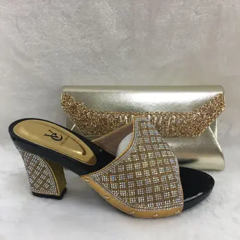 

New gold Italian Shoes and Bags To Match Shoes with Bag Set 2019 Women Italian African Party Pumps Shoes and Bag Set