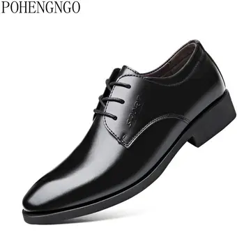 

2019 Spring Genuine Leather Men Dress Shoes High Quality Business Men Oxfords Shoes Pointed Toe wedding Shoes Men Formal Flats